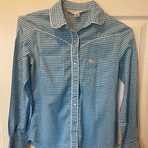 Blue Gingham Pearl Snap